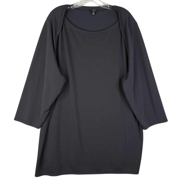 Talbots Top Plus Size Women’s 3X Popover Blouse Navy Blue Stretch Knit - Picture 2 of 7